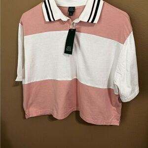 Wild Fable Pink and White Polo Shirt